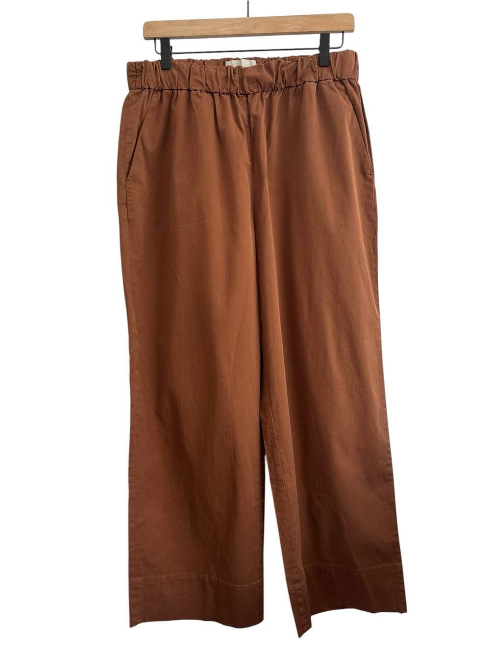 Everlane‎ Women Wide Leg Pants 14 Brown Organic Cotton Pockets High Waist   Crop